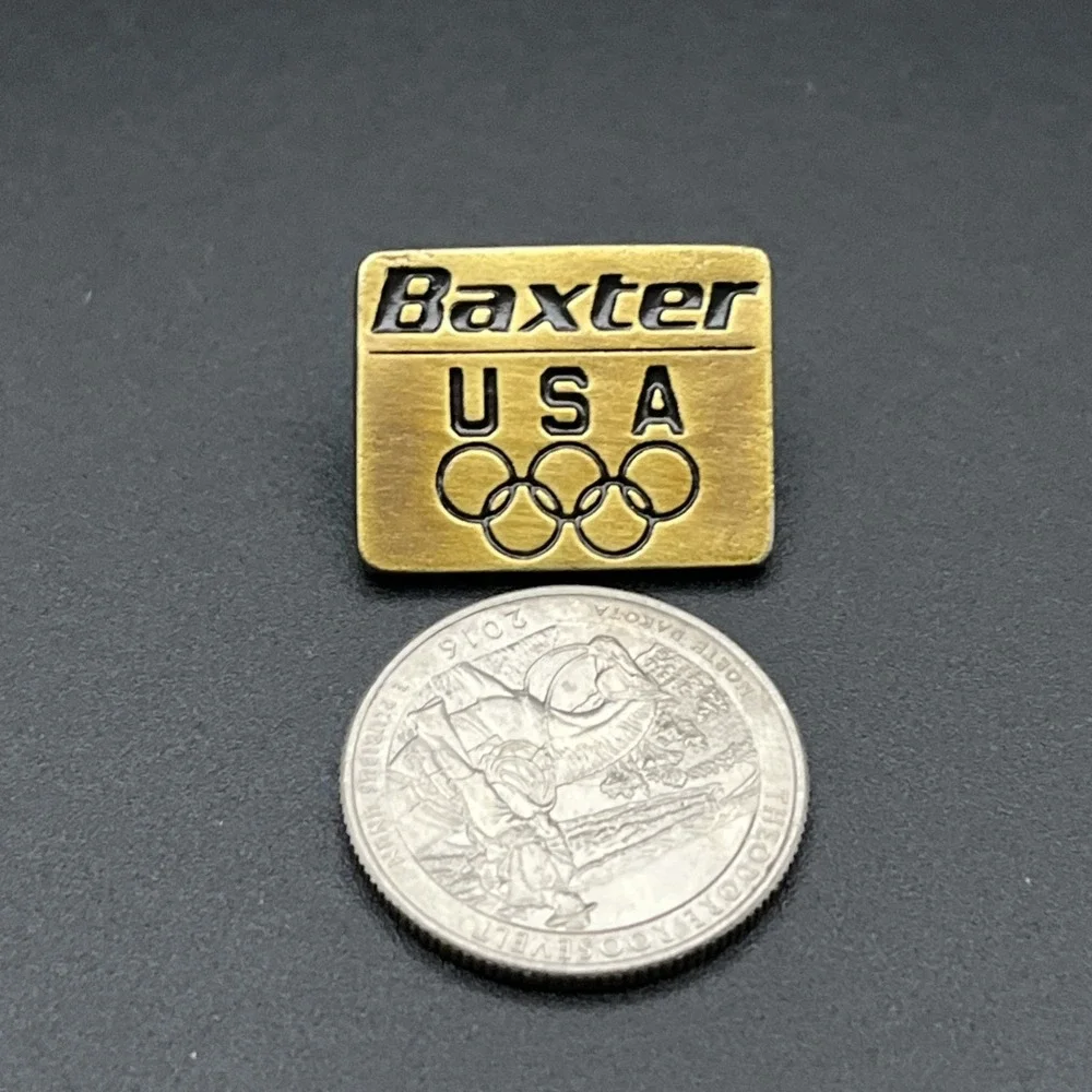 Vintage Olympic Games Baxter‎ Healthcare Medical Team USA Sponsor Lapel Hat Pin